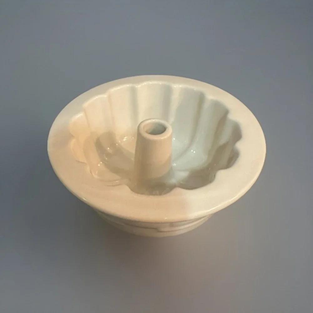 Longaberger Single Mini Bundt Cake Pan Woven Traditions Pottery Ivory 6